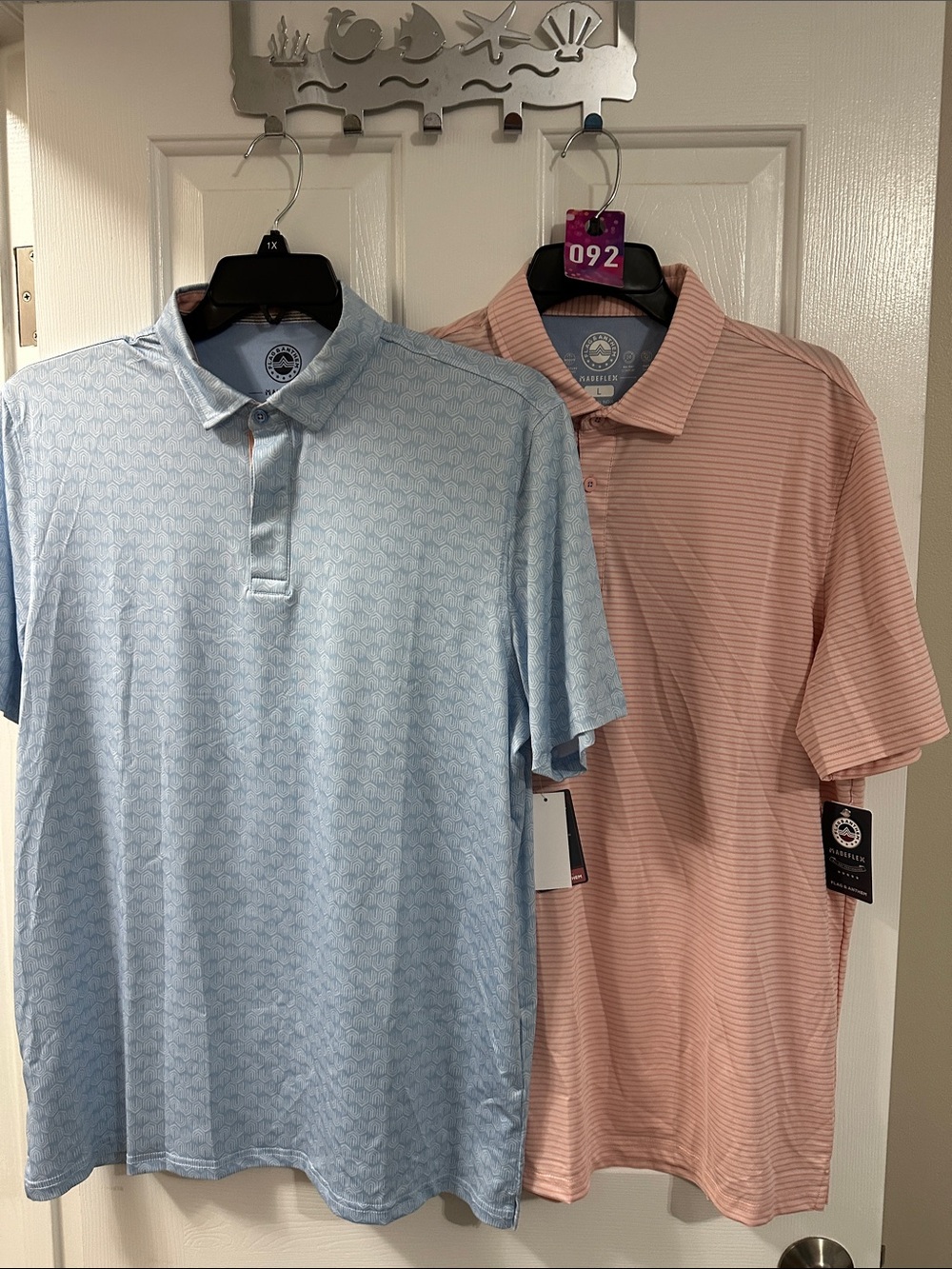Flag and Anthem Men's Polo Set - Light Blue & Dusty Pink